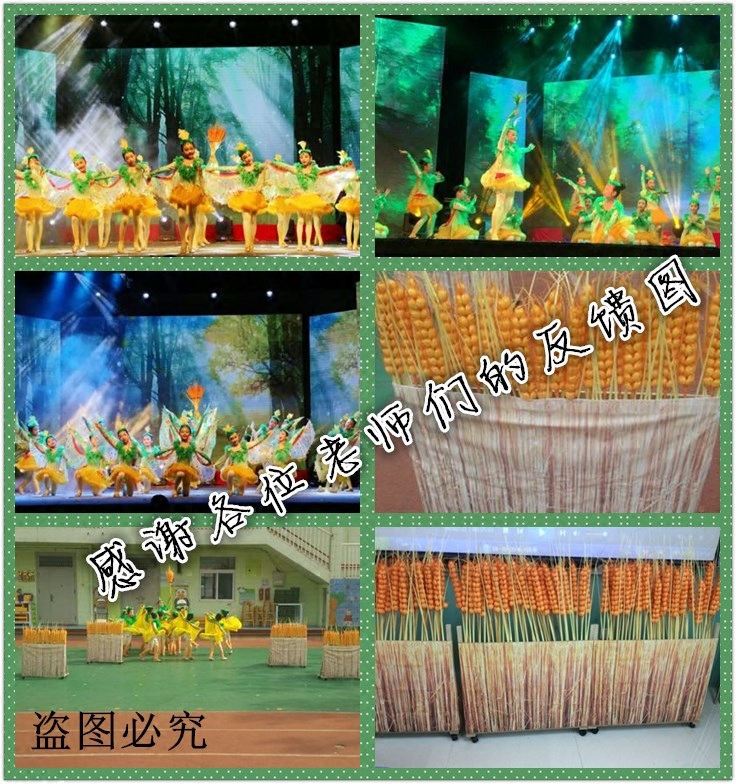 新款小荷风采快乐的布谷儿童舞蹈演出服五一六一舞蹈服装道具麦穗