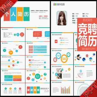 个人简历求职意向范文工作经历荣誉证书总结汇报动态PPT模板素材