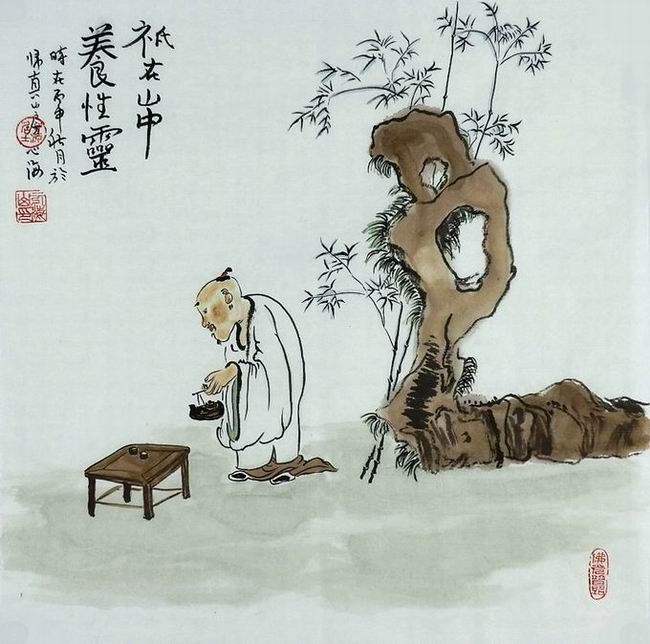 手绘客厅办公室字画热销yf120126心海居士三尺斗方国画禅意人物画