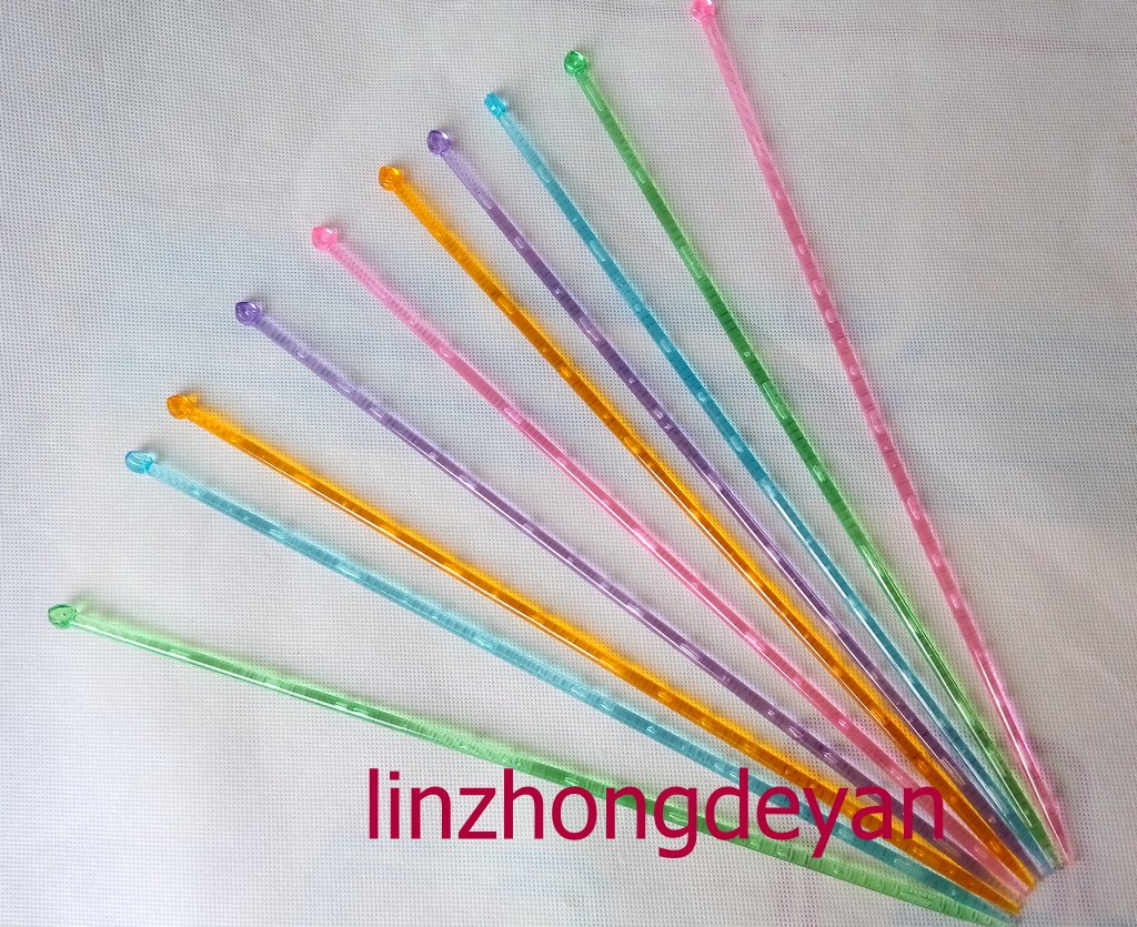 水晶针毛线针/围巾针带头塑料彩色棒针短针25CM 长直针35CM满包邮