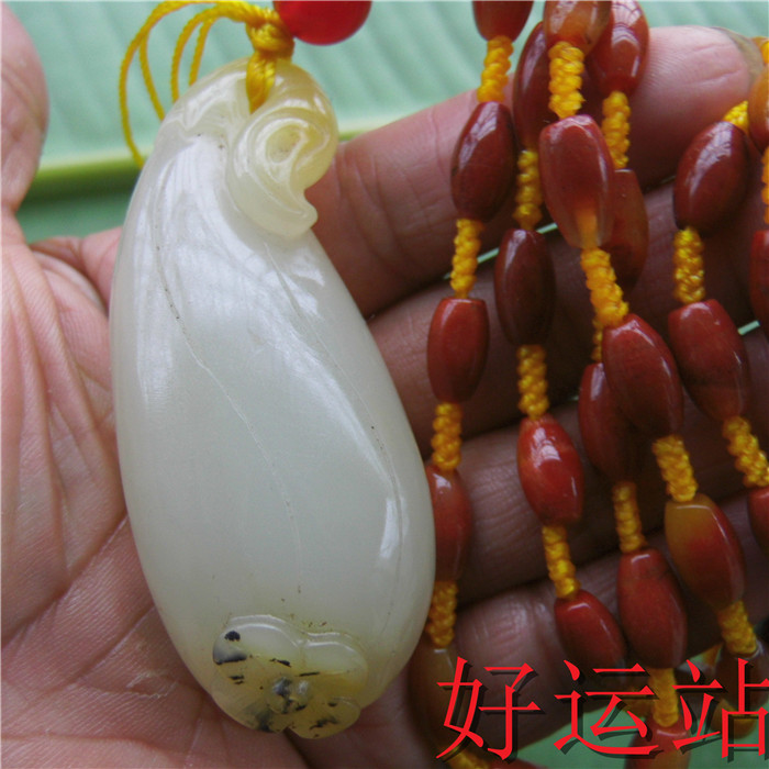 促销新款黄龙玉福瓜吊坠男女款挂件宝石米珠项链手工玉器颈饰玉坠