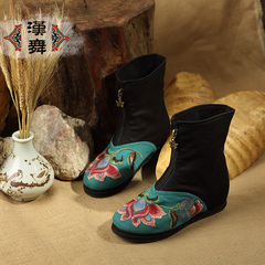 Chinese dancing before the autumn of authentic old Beijing cloth shoes zipper boots vintage boots women cotton increased pretty face