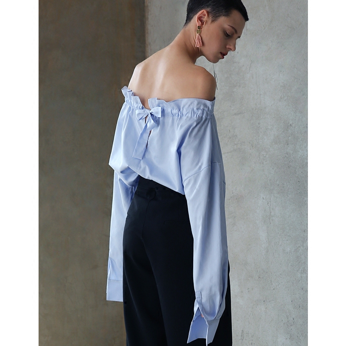 MeeLeeMeeLab原创一字领抽褶系带多穿式全棉衬衫女|msdalam kategori Butik wanita / wanita, shirt - dari Buy2taobao.com untuk memberikan perkhidmatan ejen Taobao profesional membeli