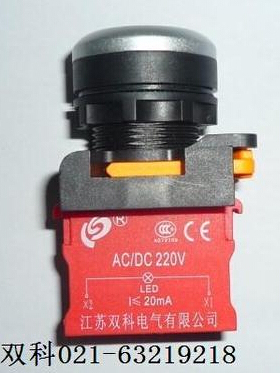 双科22/25MM通用SKB0-PA10D单触点瞬动带灯按钮开关 自复位平钮