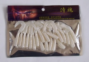 龙腾路亚 侍魂单尾蛆 卷尾蛆 软饵 路亚饵 跟钓饵6CM 20条每包