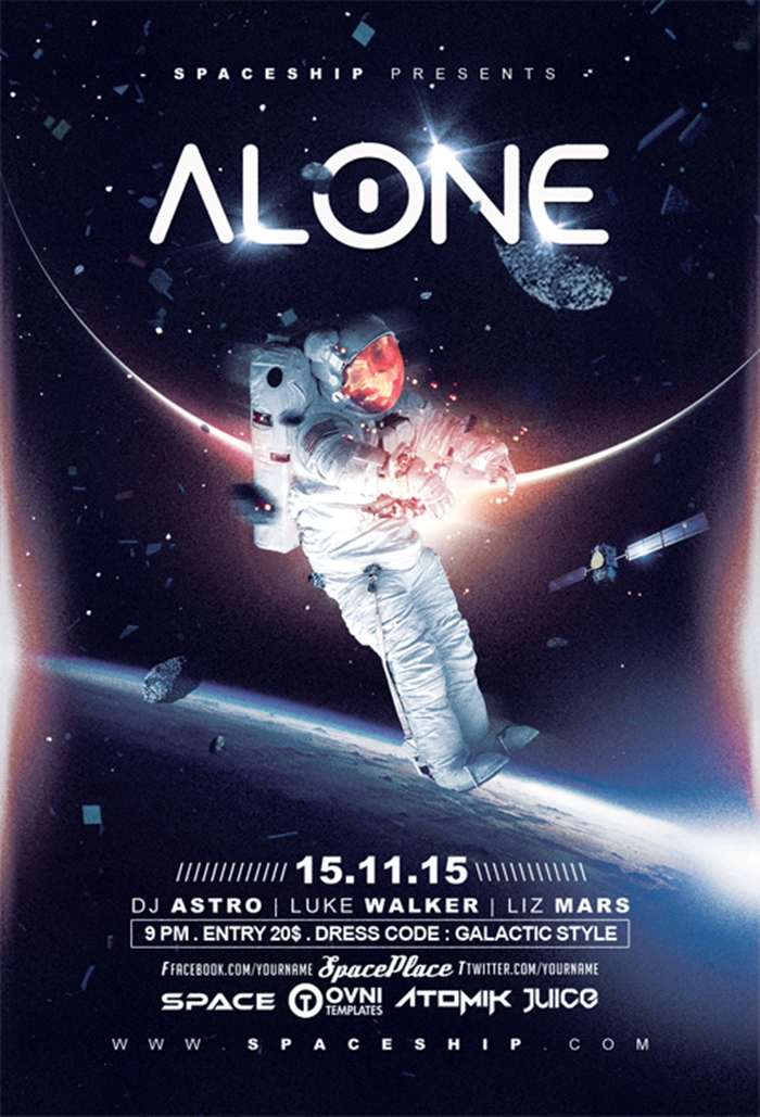 p0447高清ps设计素材 科技科幻宇宙宇航员星球太空海报psd源文件