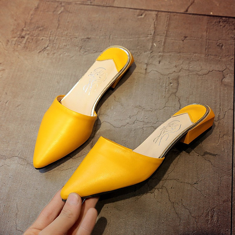 欧美尖头包头粗跟拖鞋中跟平跟夏季凉鞋凉拖时尚百搭懒人半拖鞋女在类目 女鞋, 拖鞋中 - 来自Buy2taobao.com提供专业的淘宝代购服务