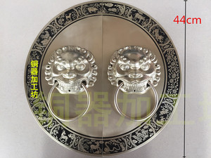 中式仿古加厚圆形纯铜大门拉手实木门把手全铜刻花十二生肖把手