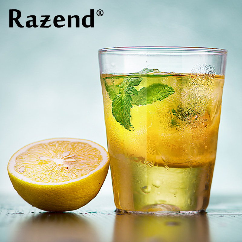 razend/ 叠纹杯 玻璃人工吹制品茶杯玻璃水杯 300毫升2只装