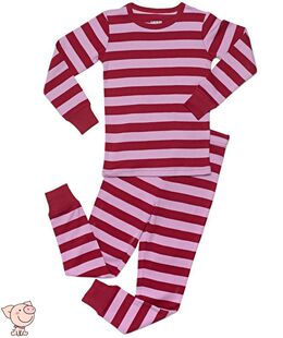 童装男童女童纯棉螺纹打底套装秋衣秋裤居家服春秋装 枣红粉条纹