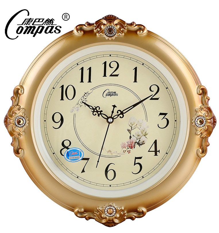 康巴丝静音挂钟客厅钟表时尚创意简约时钟欧式田园挂表大石英钟表