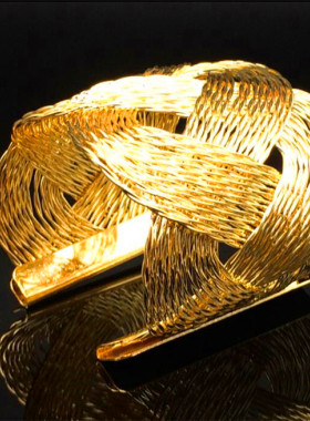 欧美金色夸张个性编织拉丝手镯