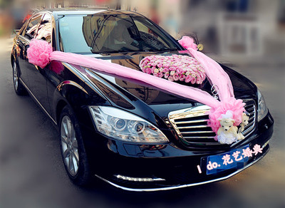 韩式婚礼花车装饰婚礼头车心形洋桔梗车花沈阳铁西鲜花婚庆实体店