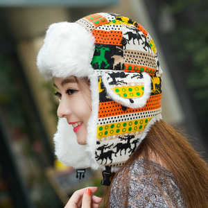 冬季款帽子女士秋冬天韩版潮针织加绒加厚毛线帽保暖护耳朵雷锋帽