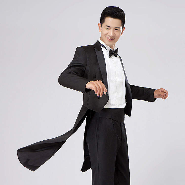 男款西装燕尾服乐队指挥主持人司仪服装大合唱舞台演出服装摄影