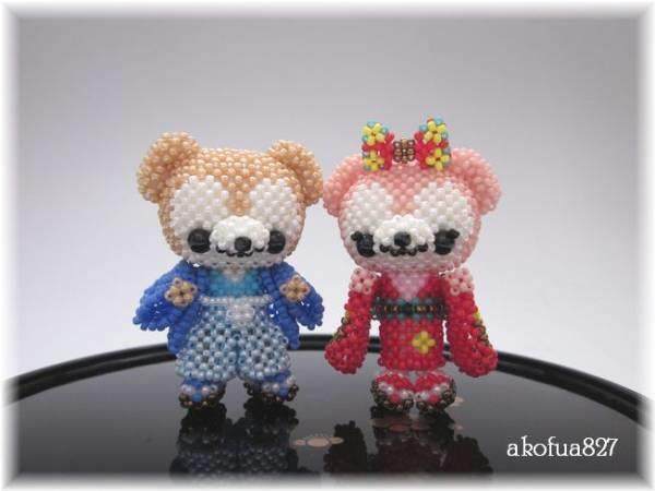 手工串珠进口TOHO米珠材料包 和服达菲情侣夫妇 日文走线教程