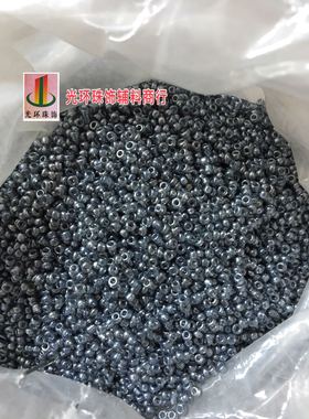 DIY散珠 2mm透明灰色油光玻璃珠子 服装辅料 手工米珠 灰色米珠