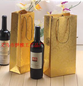 金色烫金纸袋 加厚红酒礼品袋 白卡纸葡萄酒袋现货 高档手提袋子