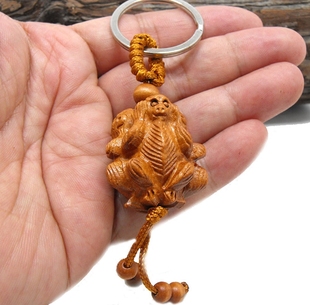 桃木三不猴钥匙扣挂件猴子饰品挂饰不看不听不说男女随身佩挂礼品