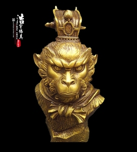 纯铜佛像神像镇宅摆件斗战胜佛孙悟空齐天大圣 铜猴子 猴头 佛头