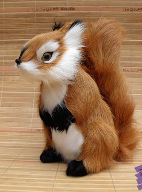 仿真松鼠摆件山羊皮毛工艺品