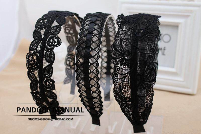 发箍发卡黑色蕾丝宽头箍发饰发夹韩国韩版女头饰复古气质卡子盘发