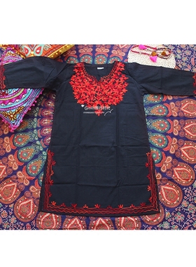 印度女装KURTA民族风秋宽松大码旅游长袖上衣瑜伽旁遮比套头衬衫