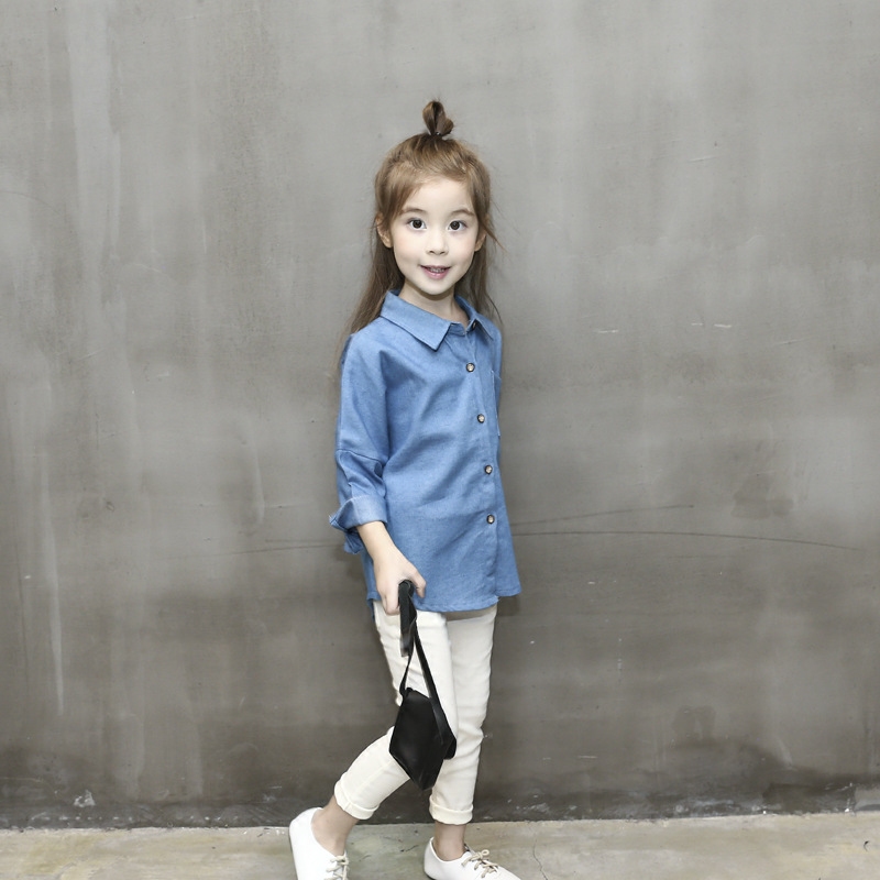 Chemise fille à manche longue en toile - Ref 2087437 Image 4