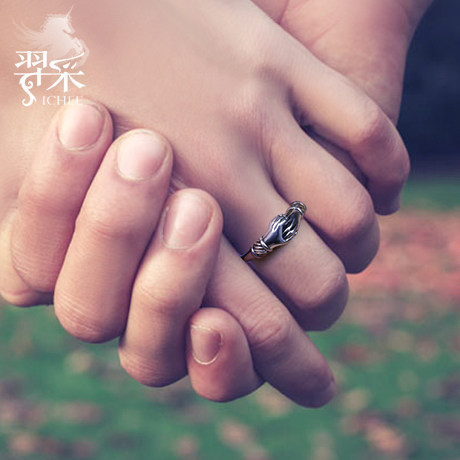 羿采潮男士女生情侣925银戒指环潮人食指戒尾戒牵手个性复古饰品