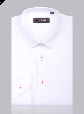 路易韦根 彩条男士修身休闲男长袖白衬衫纯棉牛津纺英伦潮C274A