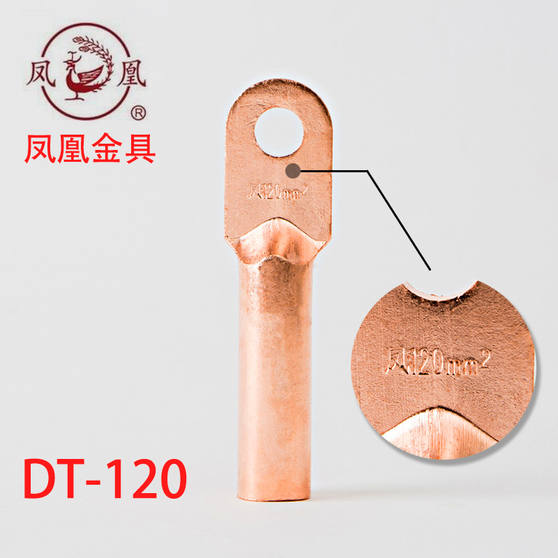 凤凰 〖国标〗 酸洗堵油铜接头 DT-120MM2（平方）铜鼻子 铜线耳 电子/电工 接线端子 原图主图