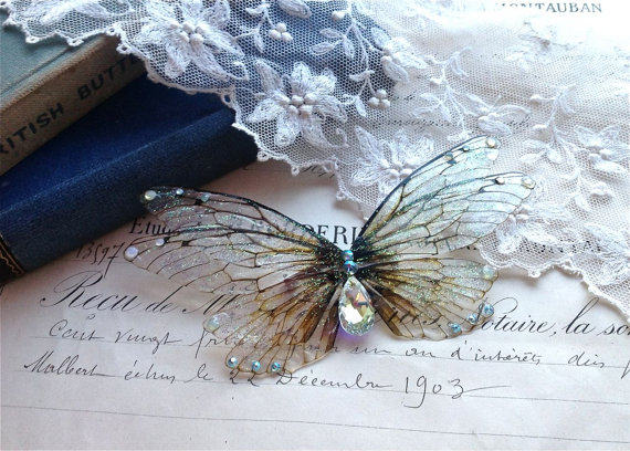 英国代购△beautiful  手作梦幻迷人美丽天使水晶双精灵之翼胸针