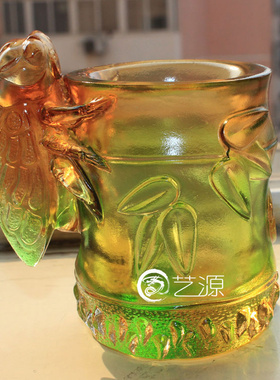 琉璃商务实用礼品刻字笔筒摆件