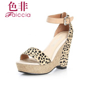 Non genuine new counters Leopard-print top with wedge Sandals WFBQ55004A