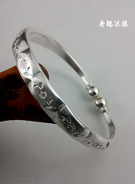 晋福银楼999纯银纯手工银手镯 贵妃银手镯 马蹄银手镯