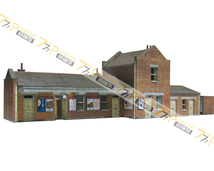 火车站建筑纸模型精细模型