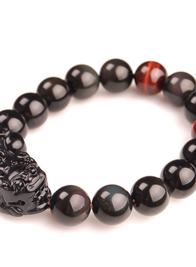 天然黑曜石貔貅手链