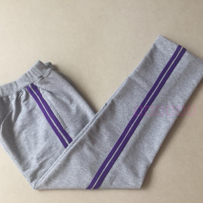 夏秋冬长裤男女浅灰紫色纯棉透气