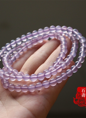 天然原色冰透紫罗兰手串佛珠