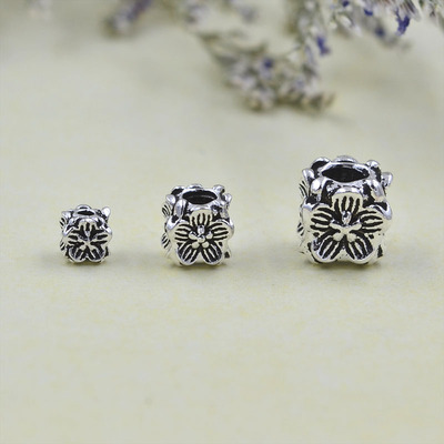 小花纯银水晶手链隔珠