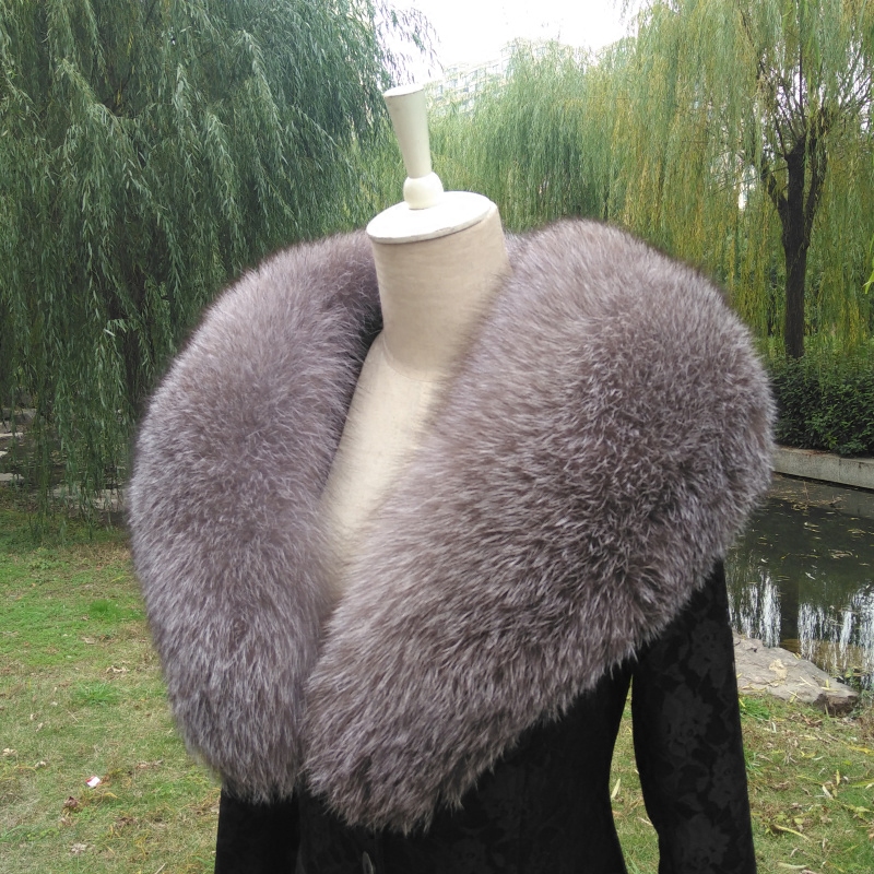 高级定制真毛大毛领子(不含衣服)狐狸毛本色超大青果领男女通用