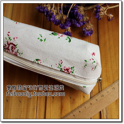 小号优质学习文具田园风蔷薇花棉麻布艺笔袋零钱包收纳袋化妆包,文具电教/文化用品/商务用品,笔袋,淘宝优惠券,粉丝福利购,淘宝优惠卷