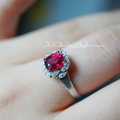 菲凌/天然缅甸红尖晶 18k金配钻石 原创定制/InColor 彩定制