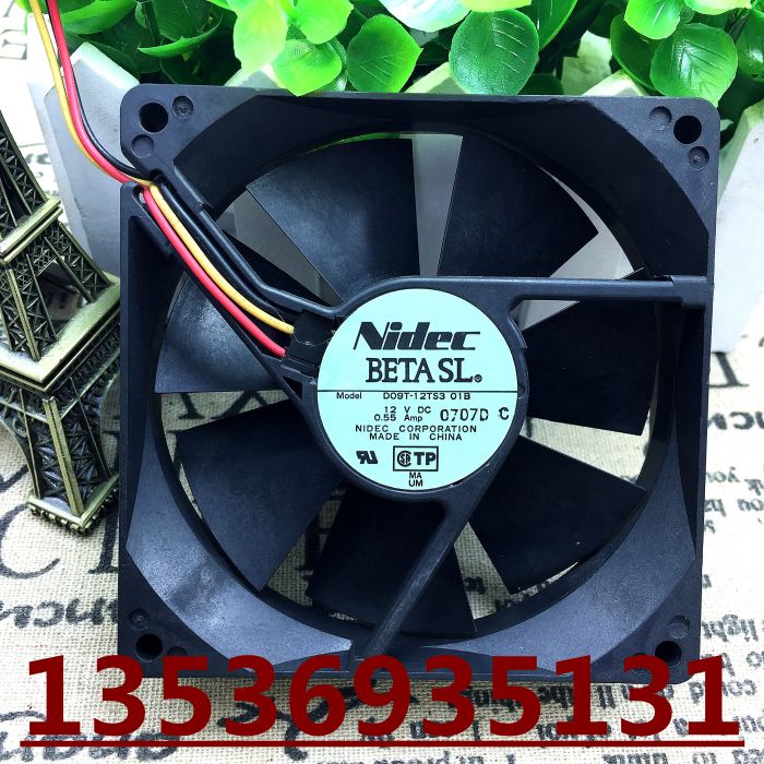 Nidec 9025 12V 0.55A D09T-12TS3 9cm双滚珠大风量风扇