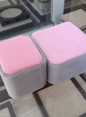 珠宝首饰盒 绒布 木质 高档 大气 粉灰色 戒指 吊坠 耳钉盒