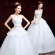 New 2015 fashion simple shoulder Princess wedding dress wedding dresses size slim slim words shoulder in spring and summer