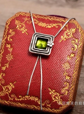 庭院设计师925银方形孤品项链