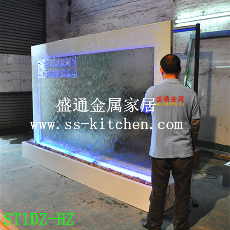 订做 公司形象风水墙 不锈钢水幕墙 办公隔断水帘　流水屏风