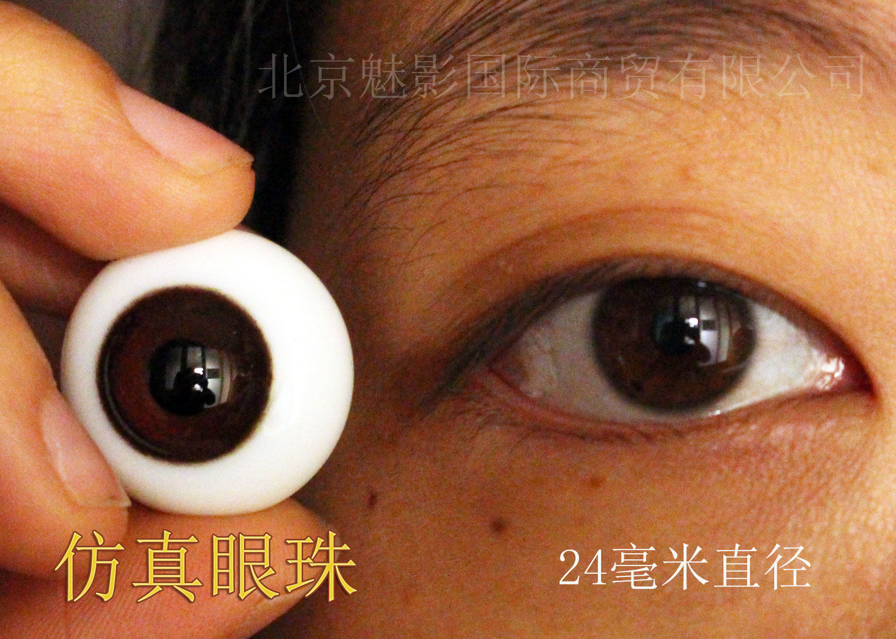影视特效化妆仿真玻璃半圆实心眼珠娃娃眼球亚洲人棕色眼珠万圣节