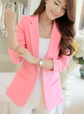 2024新款春秋韩版修身OL短款小西装外套长袖女士休闲百搭小西服潮